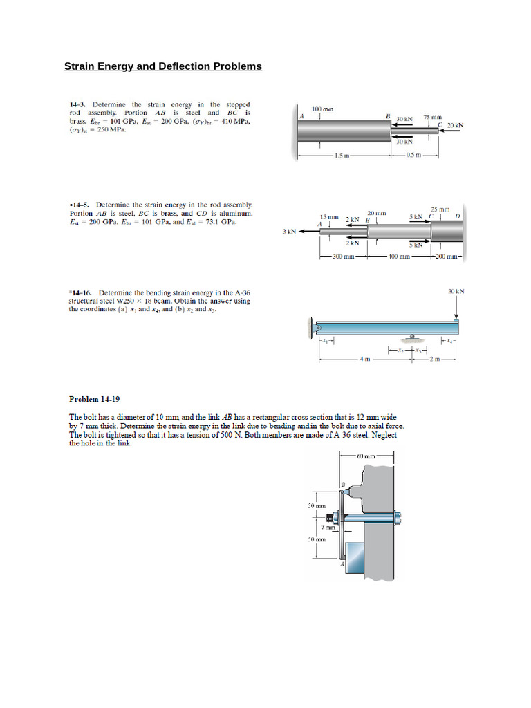 Strain Energy and Deflection Problems | PDF