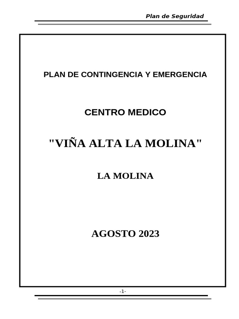 Plan de Seguridad y Contingencia Posta | PDF | Defensa Civil | Hospital