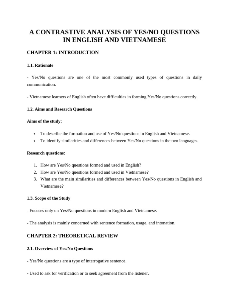 A Contrastive Analysis of Yes | PDF | Question | English Language