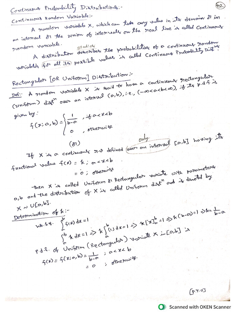 Uniform or Rectangular Distribution | PDF