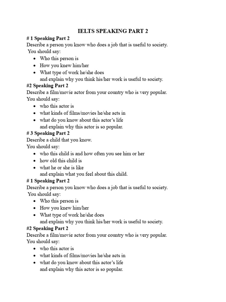 IELTS SPEAKING PART 2 Describe A Person | PDF