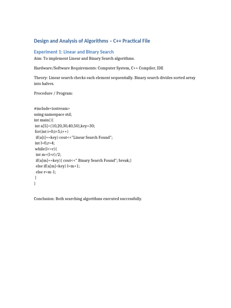 DAA All 18 Experiments CPP | PDF | Integer (Computer Science) | Time ...