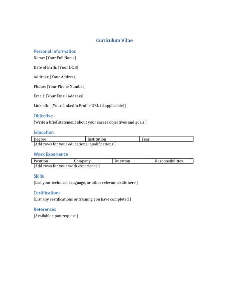 General CV Format | PDF