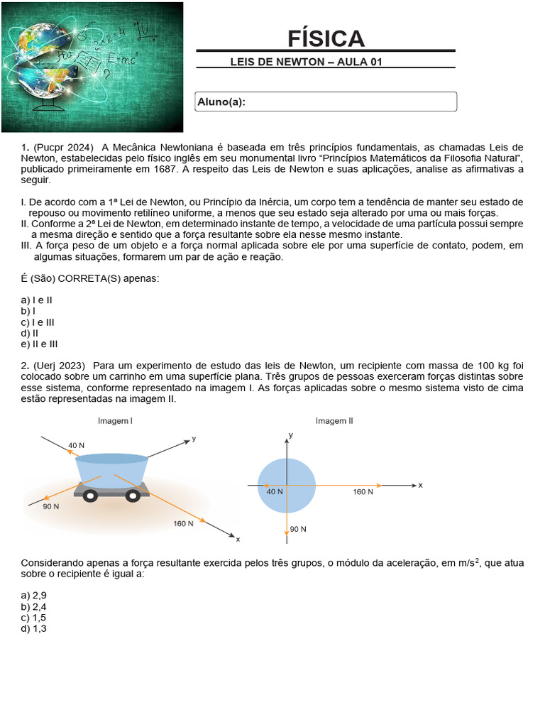 Leis de Newton Aula 01 | PDF | Leis do Movimento de Newton | Força