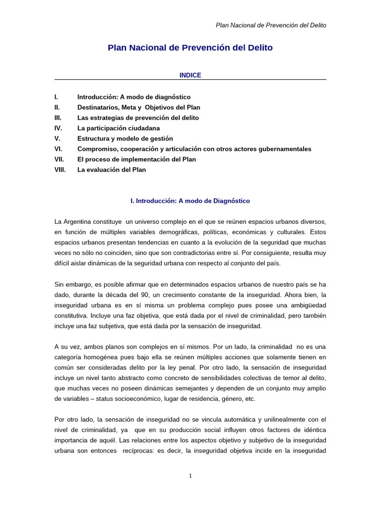 Plan Nacional de Prevencion Del Delito | PDF | Prevención del crimen ...