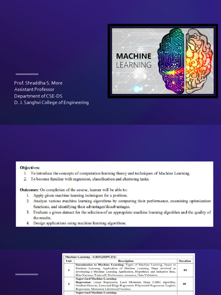 ML-I - Module 1 - Shraddha More | PDF | Machine Learning | Cross ...