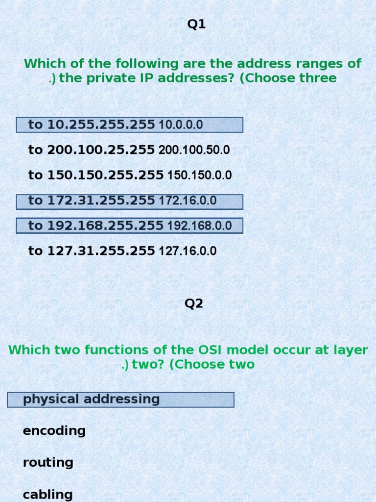 Private IP Address Ranges and OSI Model Functions | PDF | Business ...
