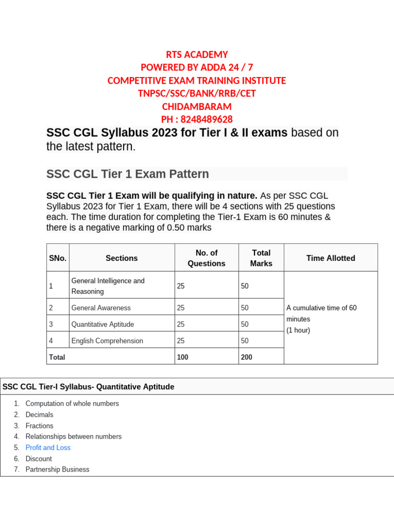 SSC Exam Pattern | PDF | Circle | Triangle