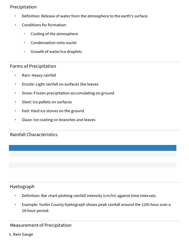 CE326 Precipitation Notes | PDF | Precipitation | Rain