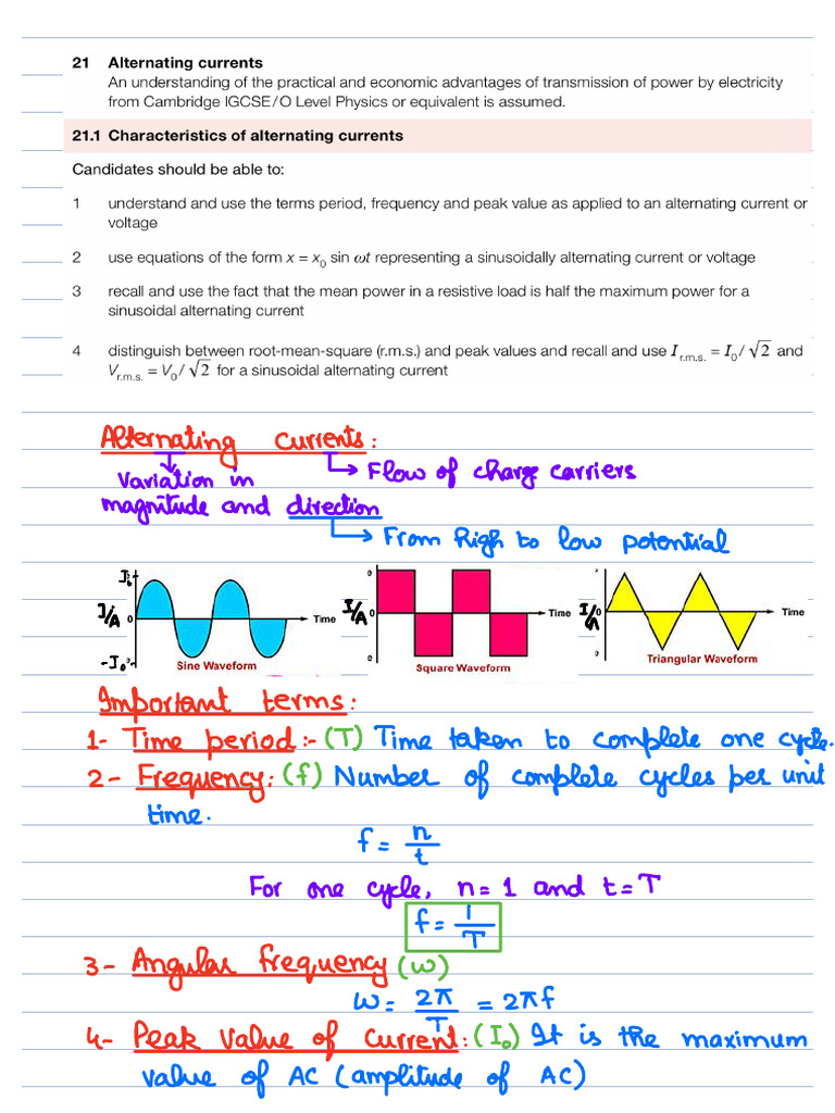 Alternating Currents (October 25 Session) | PDF | Rectifier | Root Mean ...