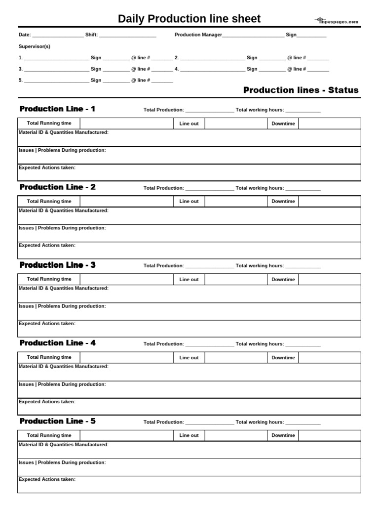 Daily Productionline Sheet | PDF