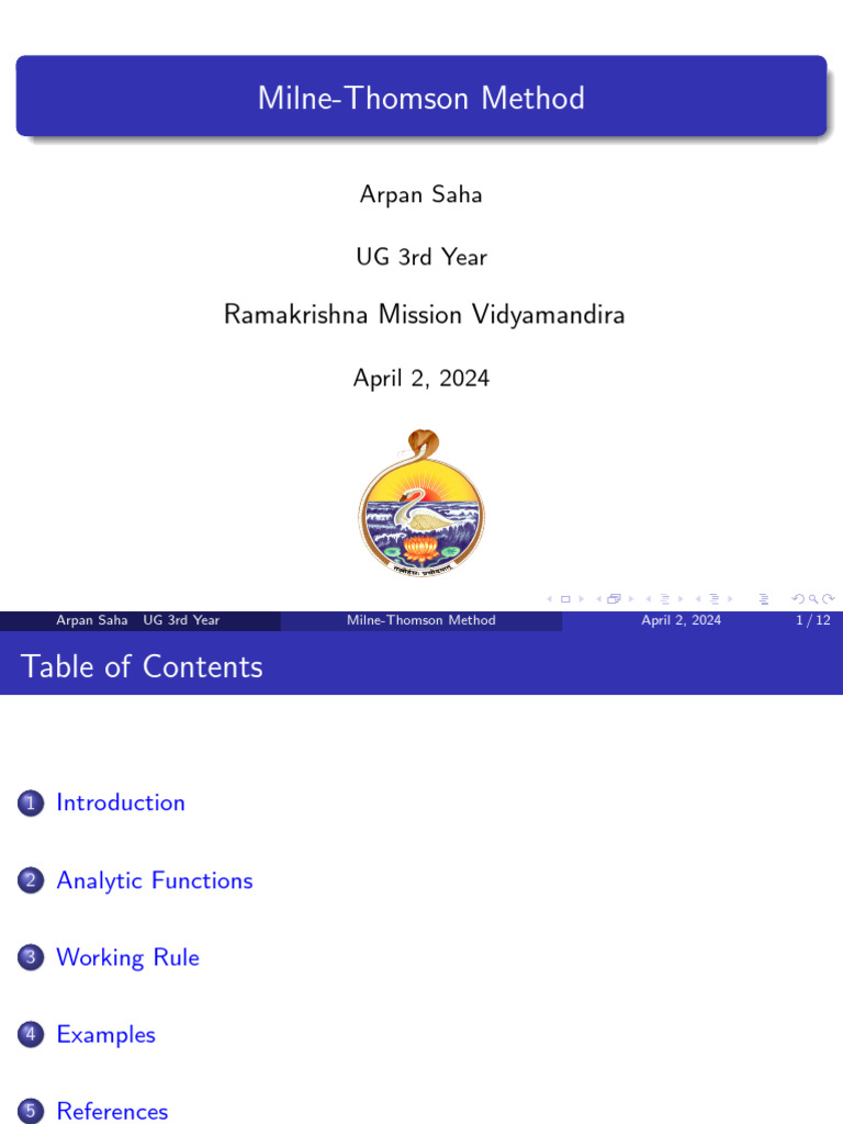 Milne Thomson Method 1 | PDF | Function (Mathematics) | Applied Mathematics