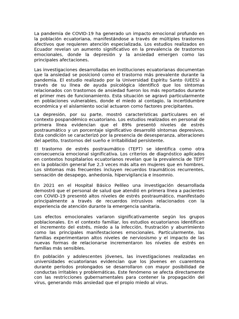 La Pandemia de COVID | PDF | Terapia de conducta cognitiva | Trastorno ...