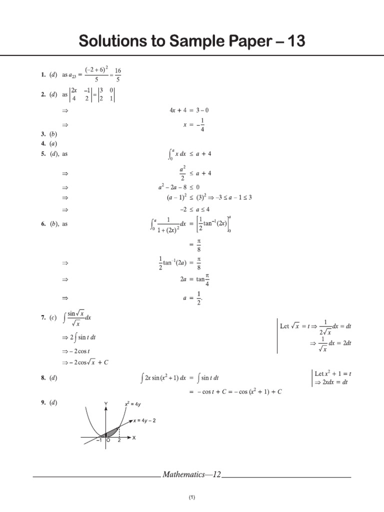 Cbse Cl12 Ead Mathematics Solutions To Sample Paper 13 | PDF
