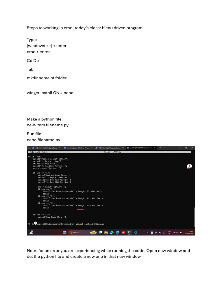 Steps to Working in Cmd | PDF