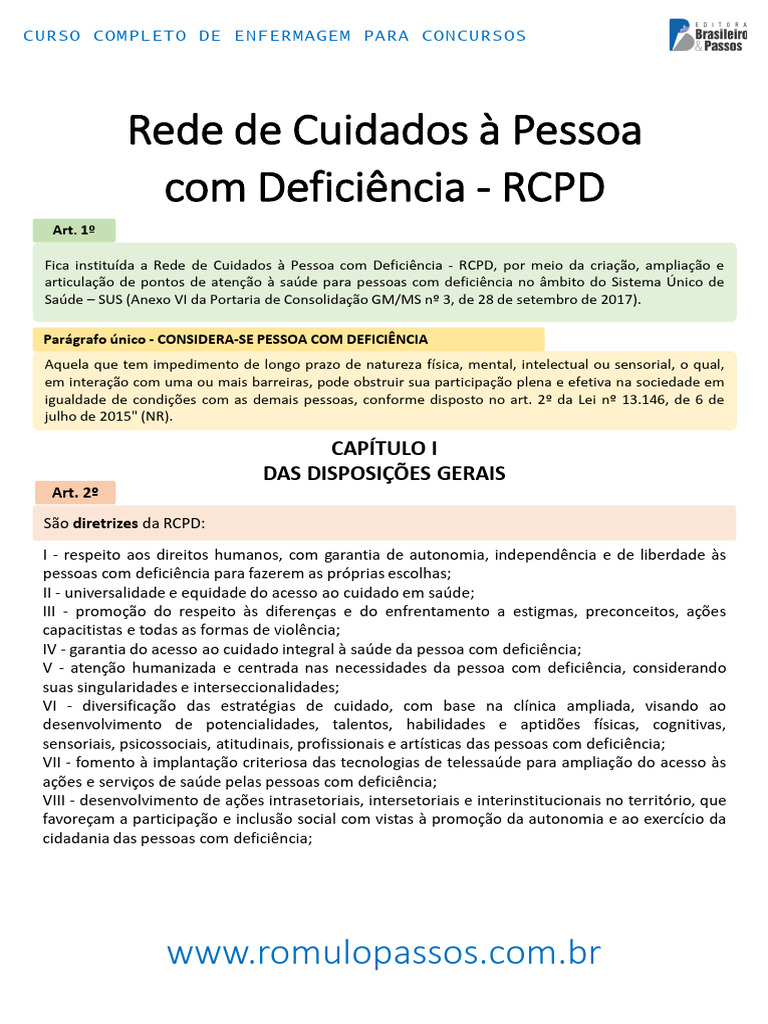 Rede de Cuidados A Pessoa Com Deficiencia RCPD | PDF | Deficiência ...