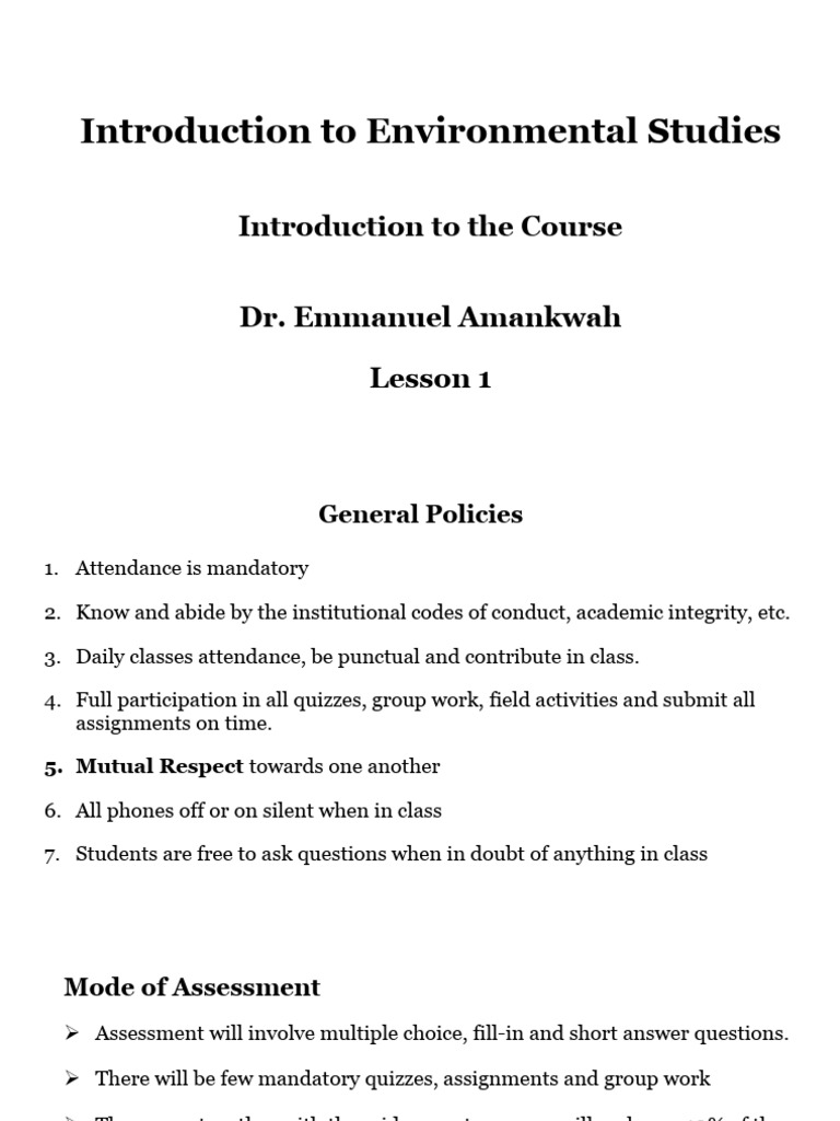 Introduction To Course - L1 | PDF | Natural Environment | Earth Sciences
