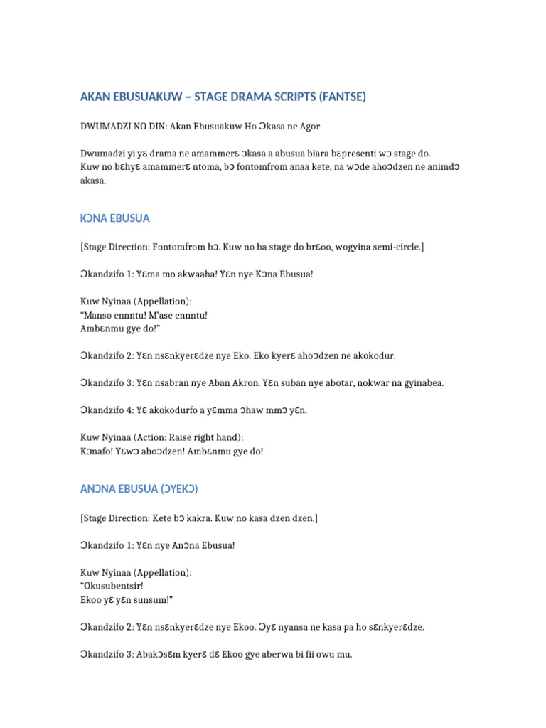 Akan Ebusua Stage Drama Scripts | PDF