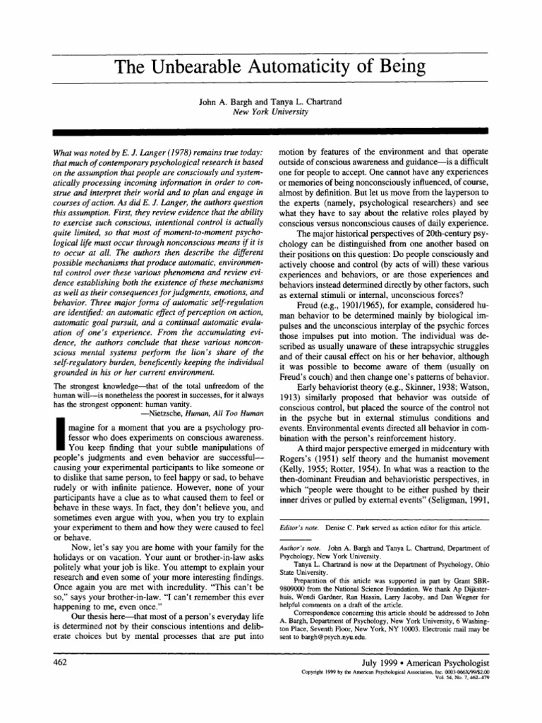 08-Bargh Automaticity OCR | PDF | Stereotypes | Perception