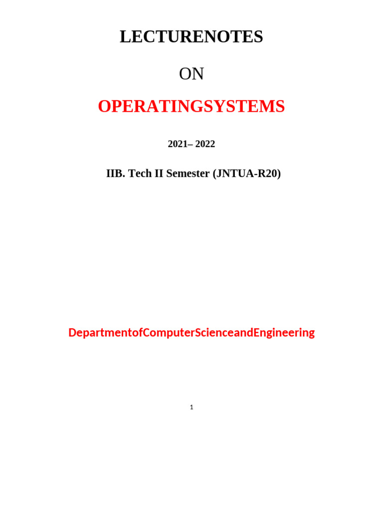 OS Lecture Notes | PDF | Linux | Computer Data Storage