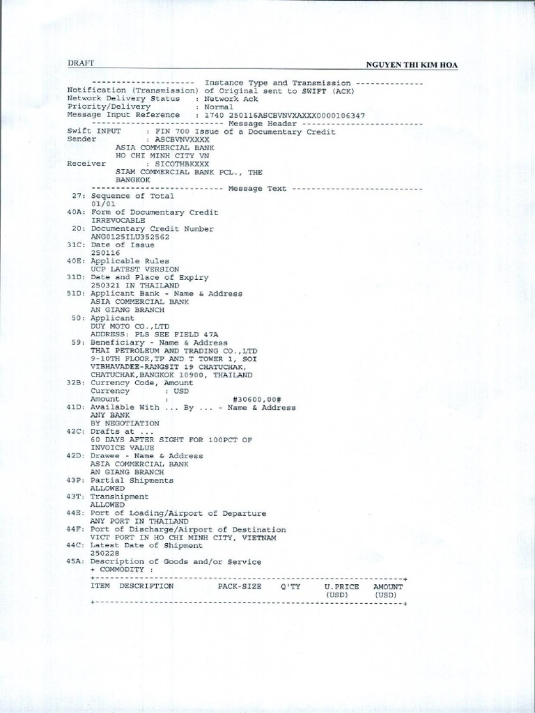 Import LC Draft | PDF
