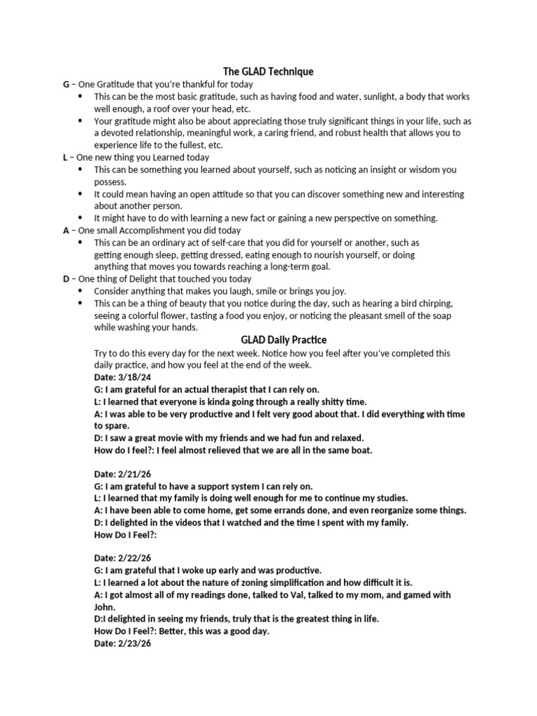 QR GLAD Technique | PDF | Gratitude