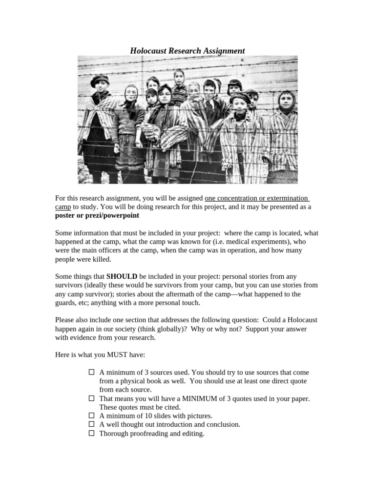 Holocaust Research Assignment | PDF