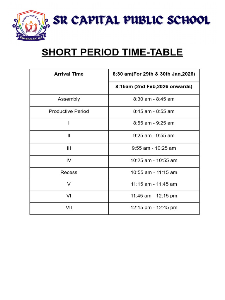 Short Period Time-Table | PDF