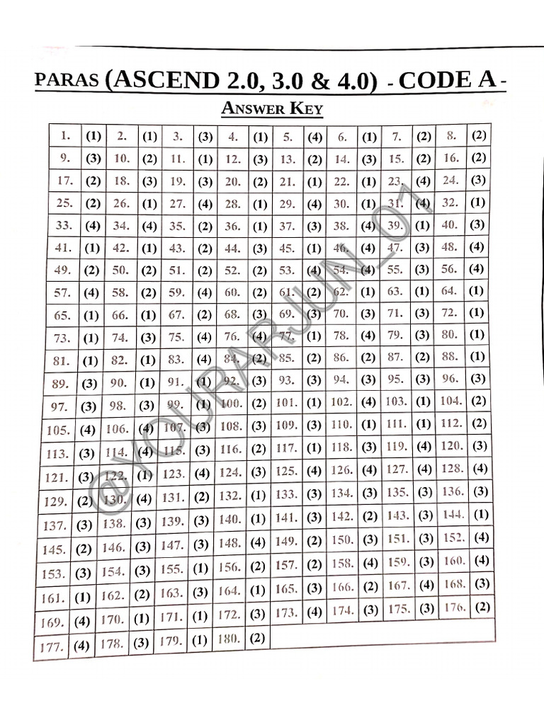 Answer Key Ascend 2.o, 3.o & 4.o @neetjeecrakers | PDF