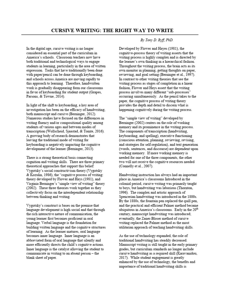 Cursive Writing (The Right Way To Write) | PDF | Cognition | Psychology