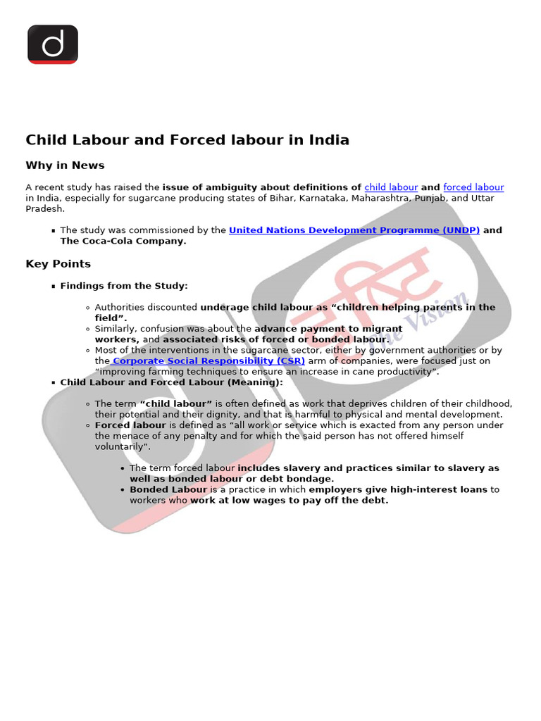 Child Labour and Forced Labour | PDF | Child Labour | International ...