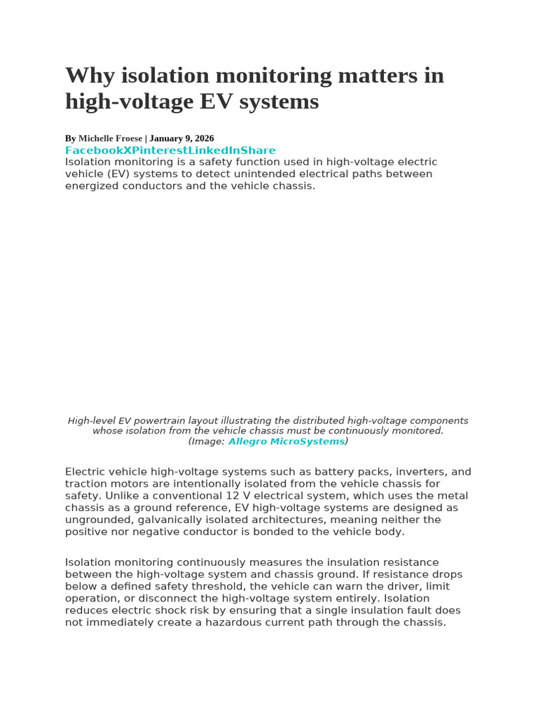 Why Isolation Monitoring Matters in High-Voltage EV Systems | PDF ...