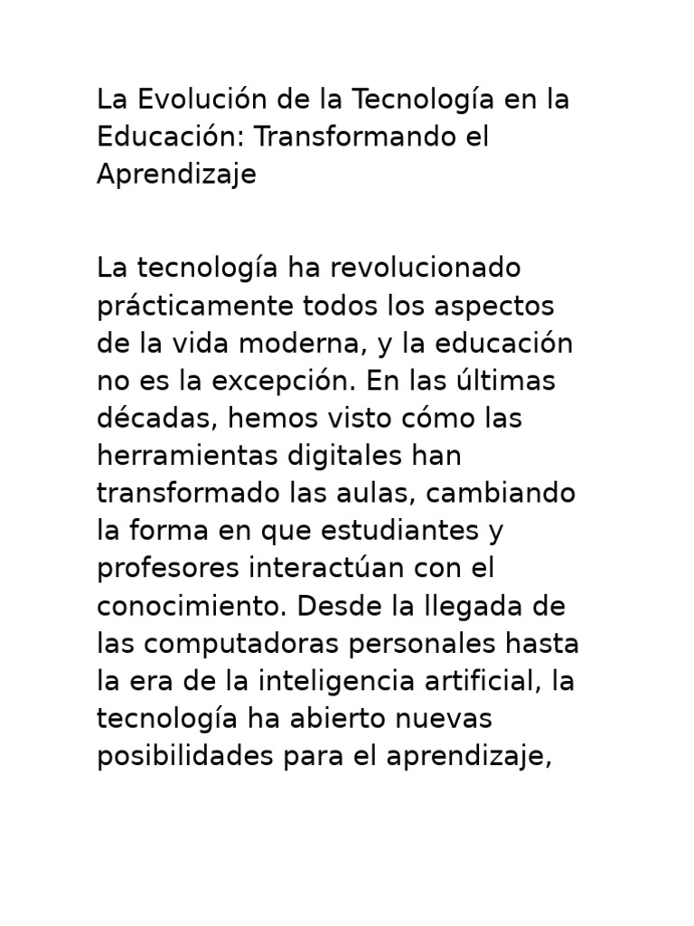 La Evolución de La Tecnología en La Educación: Transformando El ...