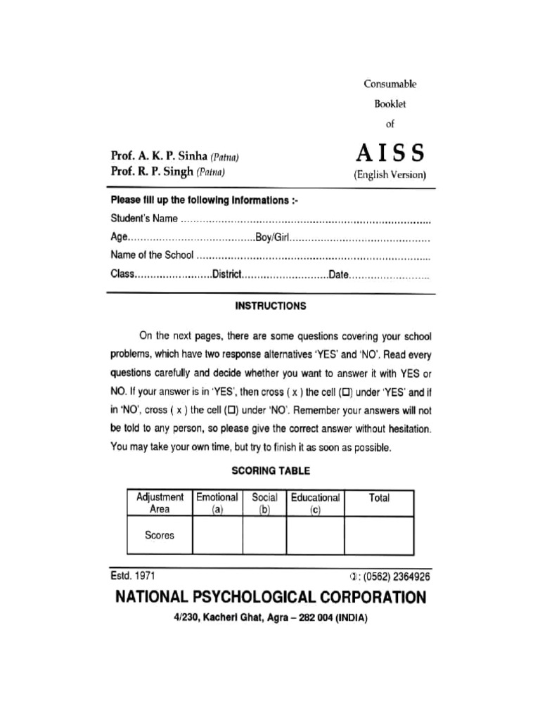 AISS QUESTIONNAIRE.pdf | PDF
