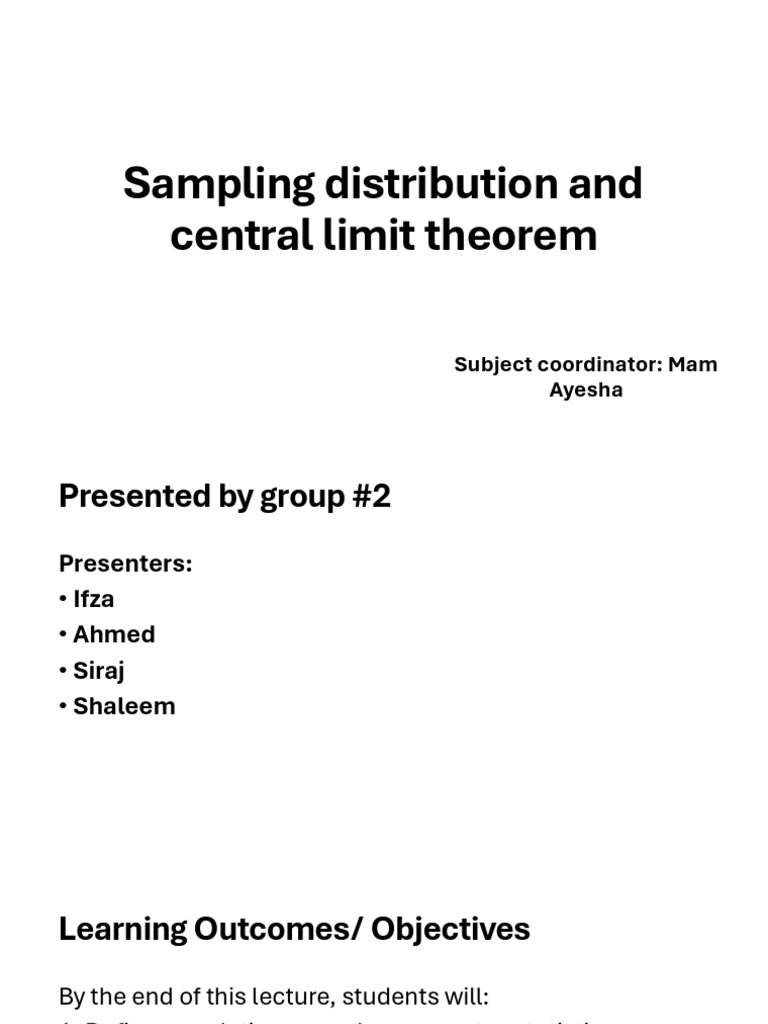 Sampling Distribution and Central Line Theorem | PDF | Standard Error ...