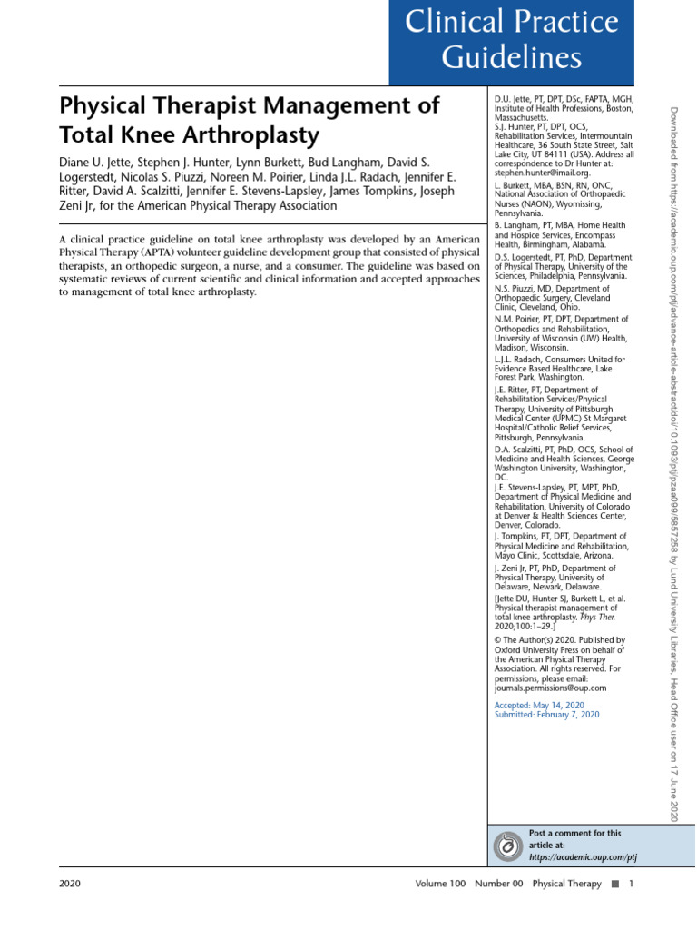 Guideline APTA 2021 | PDF | Physical Therapy | Osteoarthritis