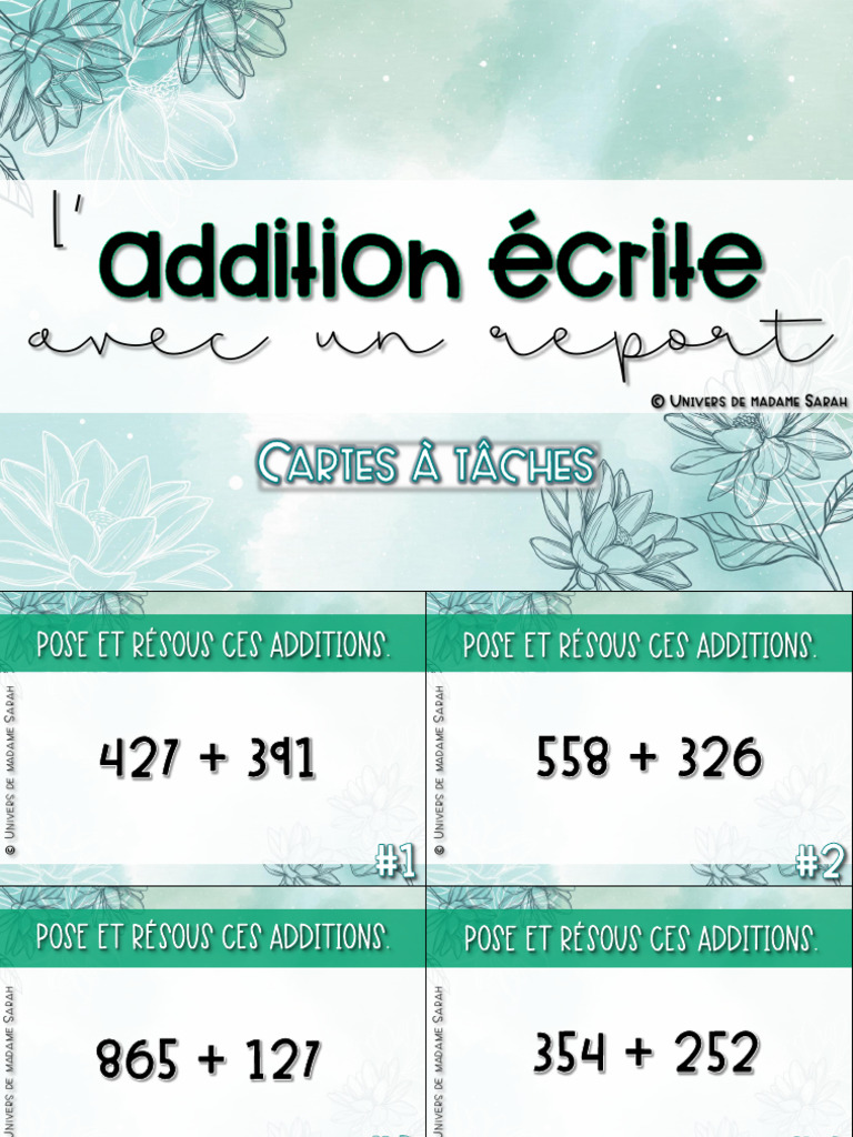 Cat Addition Écrite Avec Un Report | PDF