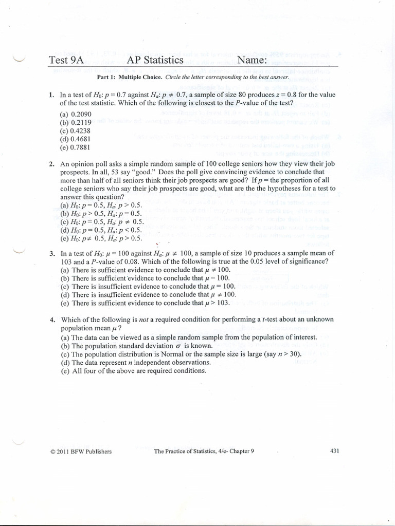 Chapter 9 Practice Test With ANSWERS | PDF