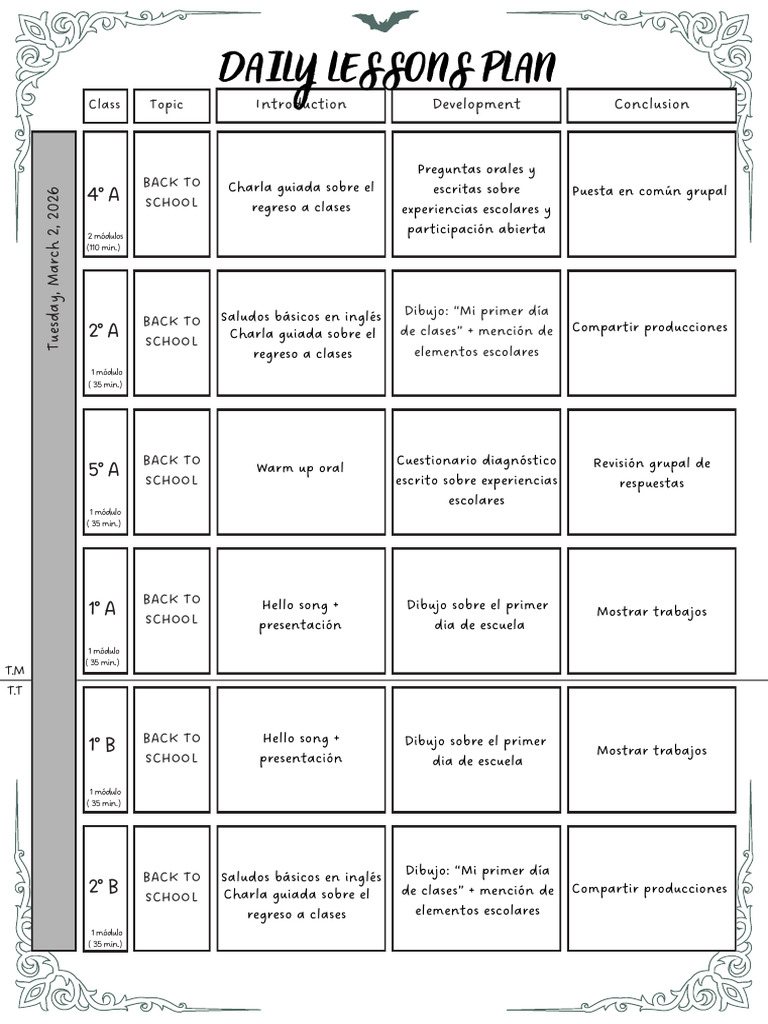 Weekly Lesson Planner in White Colourful Hand Drawn Style | PDF