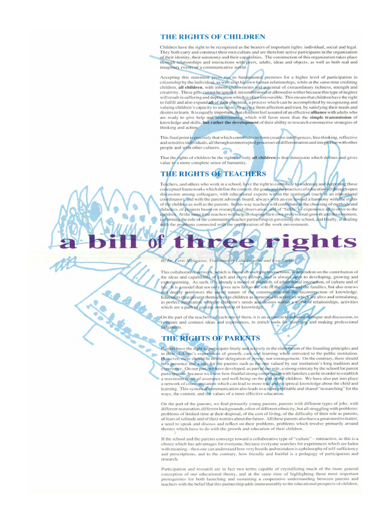 Reggio - A Bill of Three Rights | PDF