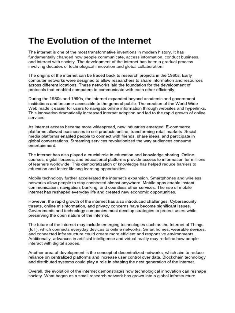 The Evolution of The Internet | PDF | Internet | Internet Of Things