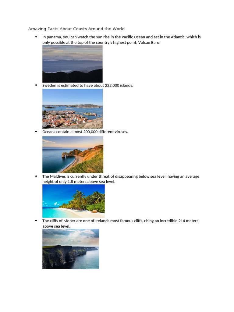 Amazing Facts About Coasts Around The World | PDF