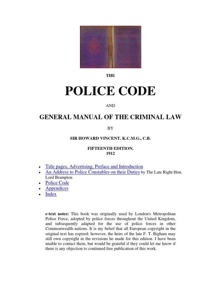 Police Code General Manual of The Criminal Law PDF Perjury Arrest