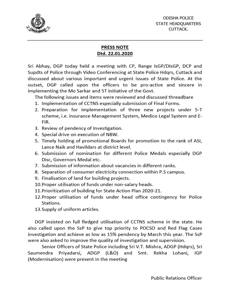 Press Note 22.01.2020 | PDF