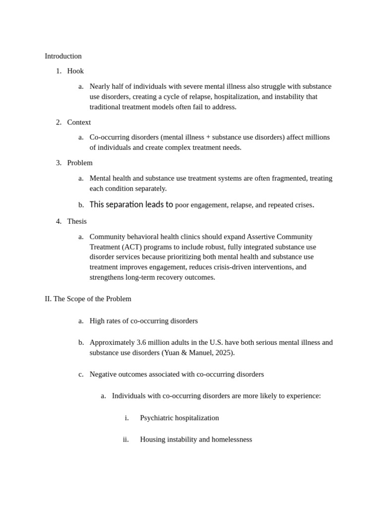 An Example Outline | PDF | Mental Disorder | Dual Diagnosis