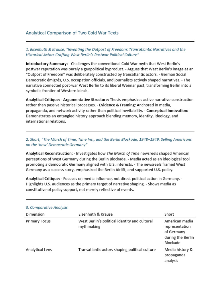 West Berlin Media Analysis | PDF | Narrative | Public Opinion
