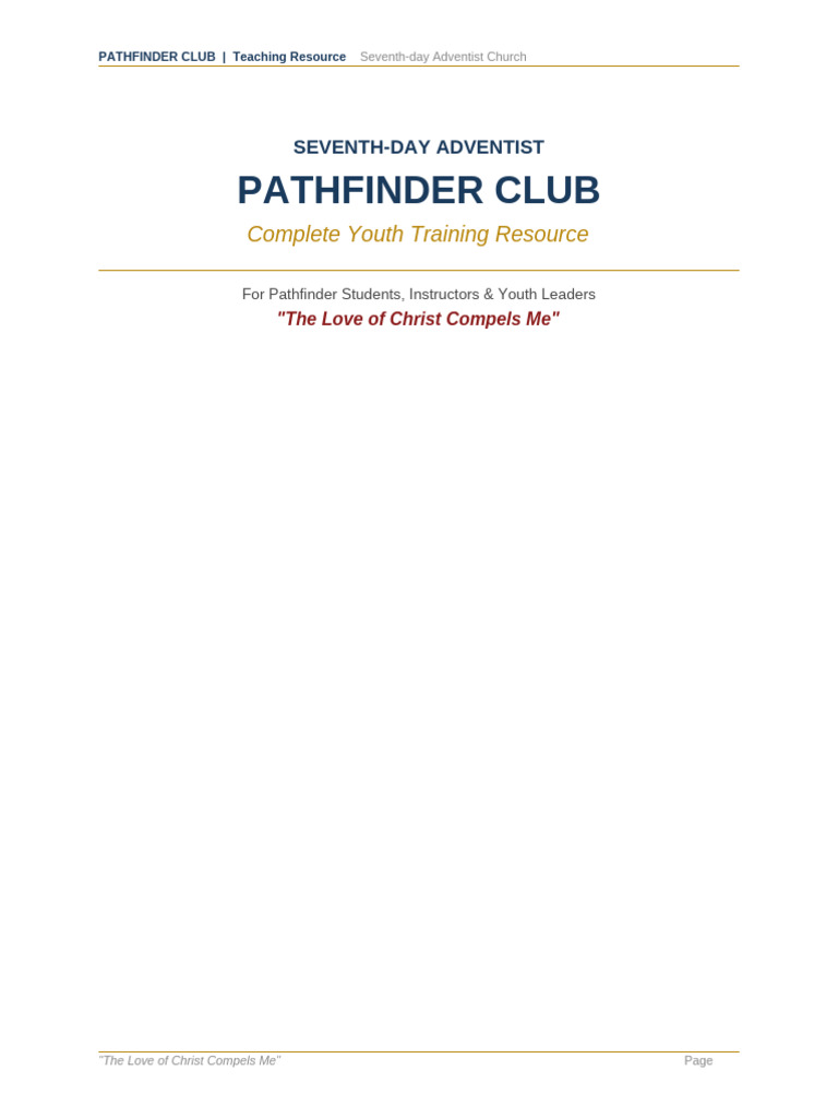 SDA Pathfinder Club Teaching Resource | PDF | Seventh Day Adventist ...