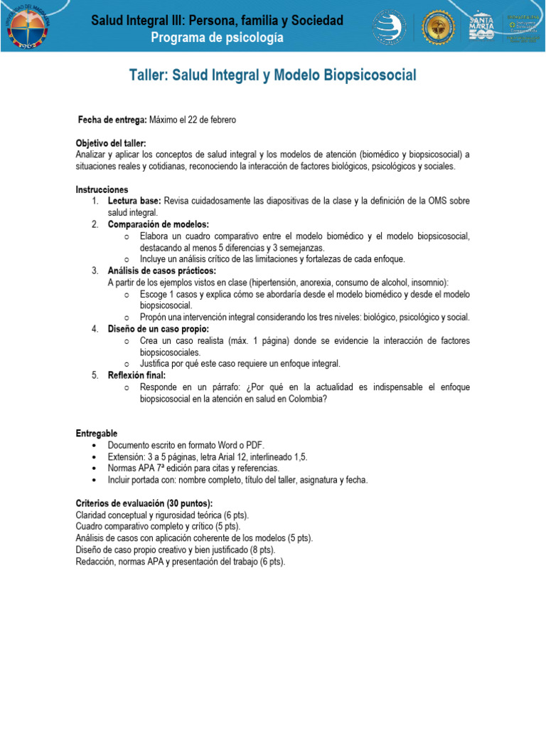 Salud Integral y Modelo Biopsicosocial (2) | PDF