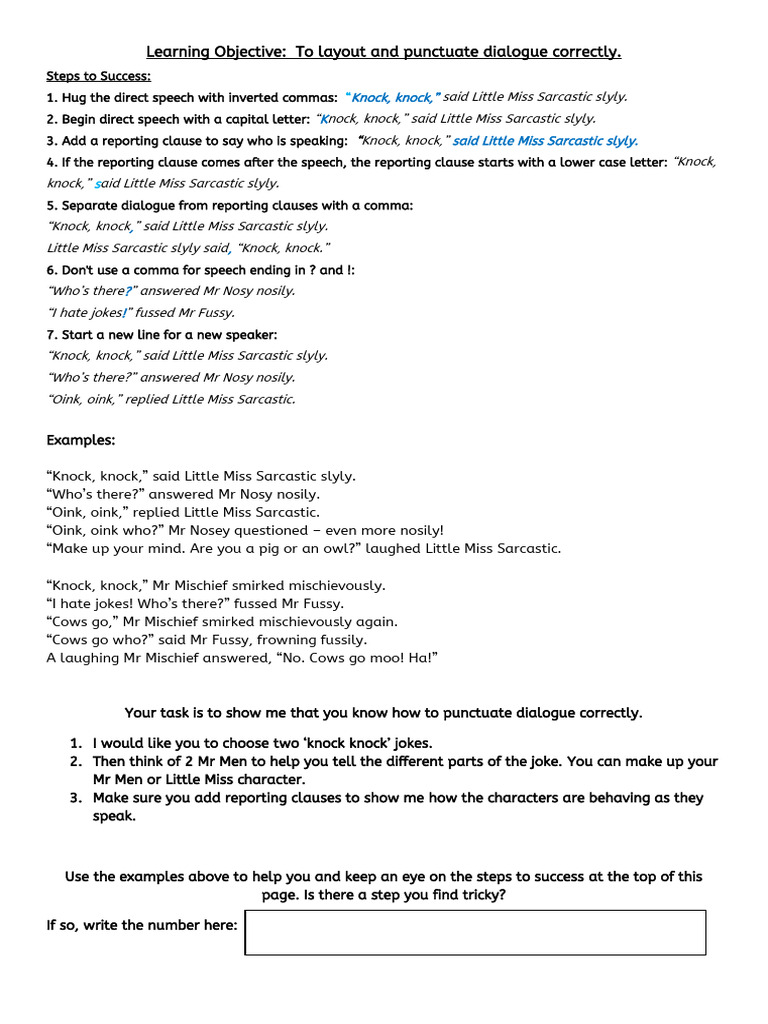 Punctuating Dialogue | PDF