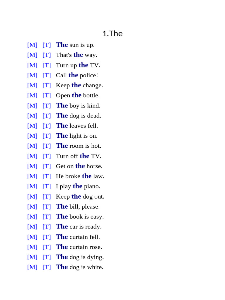 M English Sentences | PDF
